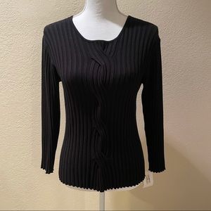 NWT Nordstrom Black Fitted Sweater Braid Design